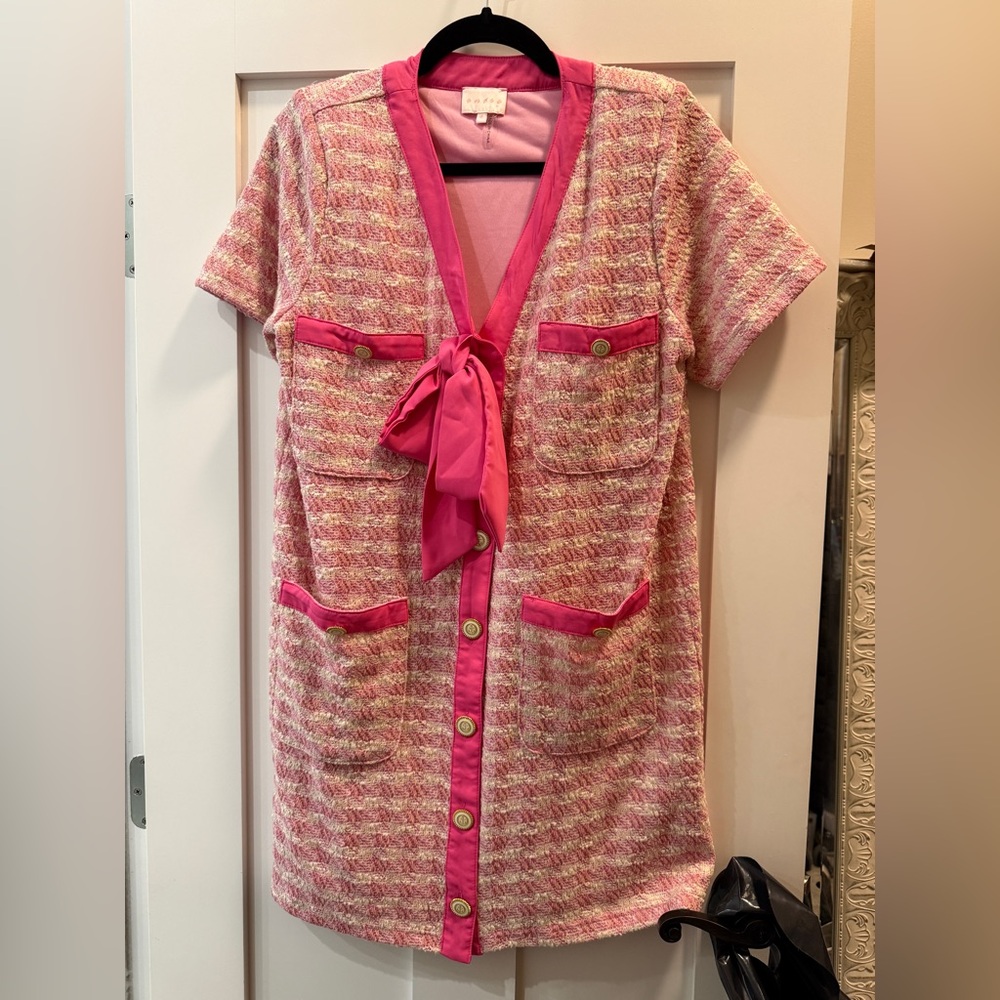 Entro Pink and Cream Short Sleeve Dress